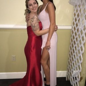 Long light pink Express slit on the side dress